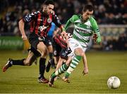 27 March 2015; Keith Fahey, Shamrock Rovers, in action against Roberto Lopes, Bohemians. SSE Airtricity League Premier Division, Shamrock Rovers v Bohemians. Tallaght Stadium, Tallaght, Co. Dublin. Picture credit: David Maher / SPORTSFILE
