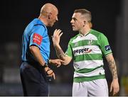 27 March 2015; Gary McCabe, Shamrock Rovers, argues with referee Paul Tuite after reciving a hand injury. SSE Airtricity League Premier Division, Shamrock Rovers v Bohemians. Tallaght Stadium, Tallaght, Co. Dublin. Picture credit: David Maher / SPORTSFILE
