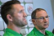 28 March 2015; Republic of Ireland manager Martin O'Neill with Robbie Keane during a press conference. Grand Hotel, Malahide, Co. Dublin. Picture credit: David Maher / SPORTSFILE