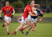 15 March 2015; Philip Austin, Tipperary, in action against Dessie Finnegan, Louth. Allianz Football League, Division 3, Round 5, Louth v Tipperary, Gaelic Grounds, Drogheda, Co. Louth. Picture credit: Brendan Moran / SPORTSFILE