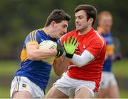 15 March 2015; Colin O'Riordan, Tipperary, in action against Kevin Toner, Louth. Allianz Football League, Division 3, Round 5, Louth v Tipperary, Gaelic Grounds, Drogheda, Co. Louth. Picture credit: Brendan Moran / SPORTSFILE