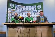 28 March 2015; Republic of Ireland manager Martin O'Neill with Robbie Keane during a press conference. Grand Hotel, Malahide, Co. Dublin. Picture credit: David Maher / SPORTSFILE