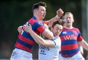 28 March 2015; Matthew Darcy, Clontarf, is tackled by Darren Sweetnam, Cork Constitution. Ulster Bank League, Division 1A, Clontarf v Cork Constitution. Castle Avenue, Clontarf, Co. Dublin. Picture credit: Ray Lohan / SPORTSFILE