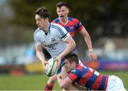 28 March 2015; Darren Sweetnam, Cork Constitution, is tackled by Ian Hirst, Clontarf, Ulster Bank League, Division 1A, Clontarf v Cork Constitution. Castle Avenue, Clontarf, Co. Dublin. Picture credit: Ray Lohan / SPORTSFILE