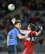 28 March 2015; Benny Heron, Derry, in action against John Small, Dublin. Allianz Football League, Division 1, Round 6, Dublin v Derry. Croke Park, Dublin. Picture credit: Ray McManus / SPORTSFILE