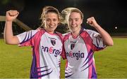 28 March 2015; Wexford Youths Women’s AFC goalscorers Amy Walsh, left, and Claire O'Riordan celebrate after the game. Continental Tyres Women's National League, Raheny United v Wexford Youths Women’s AFC, Morton Stadium, Santry, Dublin. Picture credit: Brendan Moran / SPORTSFILE