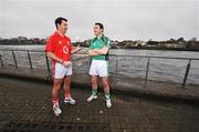 2 April 2008; Cork's Ronan Curran, left, and Limerick's Stephen Lucey, pictured ahead of their Allianz National Hurling League Quarter-Final match in Limerick on Sunday next. King's John Castle, Limerick. Picture credit: Brendan Moran / SPORTSFILE