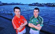 2 April 2008; Cork's Ronan Curran, left, and Limerick's Stephen Lucey pictured ahead of their Allianz National Hurling League Quarter-Final match in Limerick on Sunday next. King's John Castle, Limerick. Picture credit: Brendan Moran / SPORTSFILE