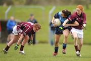 4 April 2008; Brid O'Sullivan, St. Mary's Mallow, in action against Aoife Newell, right, and Emer Leonard, Presentation College Tuam. Pat the Baker Ladies Football Post Primary Schools Senior A semi-final, St. Mary's Mallow, Cork v Presentation College Tuam, Galway, Toomevara, Co. Tipperary. Picture credit: Stephen McCarthy / SPORTSFILE