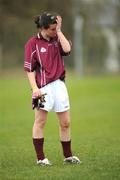 4 April 2008; A dejected Roisin Leonard, Presentation College Tuam, after defeat. Pat the Baker Ladies Football Post Primary Schools Senior A semi-final, St. Mary's Mallow, Cork v Presentation College Tuam, Galway, Toomevara, Co. Tipperary. Picture credit: Stephen McCarthy / SPORTSFILE