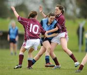 4 April 2008; Brid O'Sullivan, St. Mary's Mallow, in action against Maria Connell, 10, and Louise Newman, Presentation College Tuam. Pat the Baker Ladies Football Post Primary Schools Senior A semi-final, St. Mary's Mallow, Cork v Presentation College Tuam, Galway, Toomevara, Co. Tipperary. Picture credit: Stephen McCarthy / SPORTSFILE
