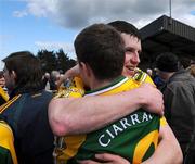 5 April 2008; Kerry's Alan O'Sullivan and Kieran O'Leary celebrate their side's victory. Cadbury's Munster U21 Football Championship Final, Tipperary v Kerry, Ardfinnan, Co. Tipperary. Picture credit: Matt Browne / SPORTSFILE