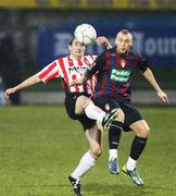 7 April 2008; Mark Quigley, St Patrick's Athletic in action against Peter Hutton, Derry City. Setanta Cup, Derry City v St Patrick's Athletic, Brandywell, Derry. Picture credit: Oliver McVeigh / SPORTSFILE