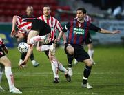 7 April 2008; Gareth McGlynn, Derry City, in action against Damien Lynch, St Patrick's Athletic. Setanta Cup, Derry City v St Patrick's Athletic, Brandywell, Derry. Picture credit: Oliver McVeigh / SPORTSFILE