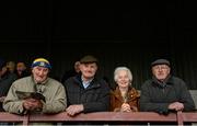 15 March 2015; Tipperary supporters, from left, Seamus O'Donoghue, Brendan Cussen, and Dominic and Eileen Browne, all from Dundrum, Co. Tipperary, before the game. Allianz Football League, Division 3, Round 5, Louth v Tipperary, Gaelic Grounds, Drogheda, Co. Louth. Picture credit: Brendan Moran / SPORTSFILE