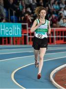28 March 2015; Ailbhe Finnegan, Raheny Shamrock A.C, in action during day three of the GloHealth Juvenile Indoor Track and Field Championships. Athlone International Arena, Athlone, Co.Westmeath. Picture credit: Ramsey Cardy / SPORTSFILE