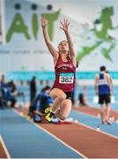 28 March 2015; Sibeal Reynolds, Ballinamore A.C, in action during day three of the GloHealth Juvenile Indoor Track and Field Championships. Athlone International Arena, Athlone, Co.Westmeath. Picture credit: Ramsey Cardy / SPORTSFILE