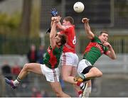 29 March 2015; Fintan Goold, Cork, in action against Aidan O'Shea and Barry Moran, Mayo. Allianz Football League, Division 1, Round 6, Cork v Mayo. Páirc Uí Rinn, Cork. Picture credit: Matt Browne / SPORTSFILE