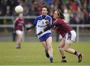 29 March 2015; Cora Courtney, Monaghan, in action against Emer Flaherty, Galway. TESCO HomeGrown Ladies National Football League, Division 1, Round 6, Monaghan v Galway. Magheracloone, Co. Monaghan. Photo by Sportsfile