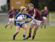 29 March 2015; Ellen McCarron, Monaghan, in action against Aine Seoighe, Galway. TESCO HomeGrown Ladies National Football League, Division 1, Round 6, Monaghan v Galway. Magheracloone, Co. Monaghan. Photo by Sportsfile