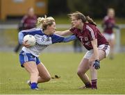 29 March 2015; Ellen McCarron, Monaghan, in action against Aine Seoighe, Galway. TESCO HomeGrown Ladies National Football League, Division 1, Round 6, Monaghan v Galway. Magheracloone, Co. Monaghan. Photo by Sportsfile