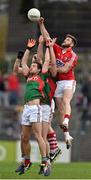 29 March 2015; Eoin Cadogan and Brian O'Driscoll, Cork, in action against Tom Parsons and Aidan O'Shea, Mayo. Allianz Football League, Division 1, Round 6, Cork v Mayo. Páirc Uí Rinn, Cork. Picture credit: Matt Browne / SPORTSFILE