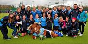 29 March 2015; The Ulster Elks team and fans celebrate their victory in the Irish Senior Women's Cup Final, Hermes v Ulster Elks. National Hockey Stadium, UCD, Belfield, Dublin. Picture credit: Tomás Greally / SPORTSFILE