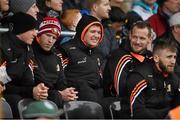 29 March 2015; Kilkenny players Michael Walsh, Michael Rice, Padraig Walsh, Jackie Tyrell and Conor Fogarty in the stand before the gameAllianz Hurling League, Division 1A, Relegation Play-off, Kilkenny v Clare. Nowlan Park, Kilkenny. Picture credit: Ray McManus / SPORTSFILE