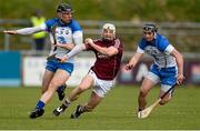 29 March 2015; Andrew Smith, Galway, in action against Kevin Moran, left, and Pauric Mahony, Waterford. Allianz Hurling League, Division 1, Quarter-Final, Waterford v Galway. Walsh Park, Waterford. Picture credit: Piaras Ó Mídheach / SPORTSFILE
