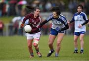 29 March 2015; Roisin Leonard, Galway, in action against Ciara McDermott, Monaghan. TESCO HomeGrown Ladies National Football League, Division 1, Round 6, Monaghan v Galway. Magheracloone, Co. Monaghan. Photo by Sportsfile