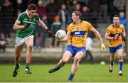 29 March 2015; Cathal O'Connor, Clare, in action against Gearoid Hegarty, Limerick. Allianz Football League, Division 3, Round 6, Limerick v Clare. Newcastlewest, Co. Limerick. Picture credit: Diarmuid Greene / SPORTSFILE