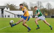 29 March 2015; Gary Brennan, Clare, in action against Cillian Fahy, Limerick. Allianz Football League, Division 3, Round 6, Limerick v Clare. Newcastlewest, Co. Limerick. Picture credit: Diarmuid Greene / SPORTSFILE