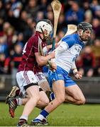 29 March 2015; Maurice Shanahan, Waterford, in action against John Hanbury, front, and Pádraig Mannion, Galway. Allianz Hurling League, Division 1, Quarter-Final, Waterford v Galway. Walsh Park, Waterford. Picture credit: Piaras Ó Mídheach / SPORTSFILE
