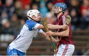 29 March 2015; Brian O'Halloran, Waterford, clashes with Johnny Coen, Galway, during the game. Allianz Hurling League, Division 1, Quarter-Final, Waterford v Galway. Walsh Park, Waterford. Picture credit: Piaras Ó Mídheach / SPORTSFILE
