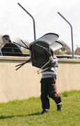 6 April 2008; A young boy carries chairs before the start of the game. Suzuki Ladies National Football League Division 1 semi-final, Kerry v Galway , Cooraclare, Co Clare. Photo by Sportsfile