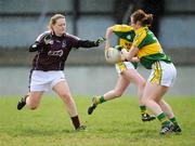 6 April 2008; Grainne Ni Flahtharta, Kerry, in action against Una Carroll, Galway. Suzuki Ladies National Football League Division 1 semi-final, Kerry v Galway, Cooraclare, Co. Clare. Photo by Sportsfile