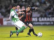 11 April 2008; Jason Byrne, Bohemians, in action against Kevin Doherty, Bray Wanderers. eircom League of Ireland Premier Division, Bohemians v Bray Wanderers, Dalymount Park, Dublin. Picture credit: Stephen McCarthy / SPORTSFILE
