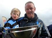 12 April 2008; Shannon coach and former Irish international Mick Galwey and his son Rory, aged 2, with the cup. AIB All-Ireland Senior Cup Final, Blackrock College v Shannon, Dubarry Park, Athlone, Co. Westmeath. Picture credit: Stephen McCarthy / SPORTSFILE