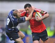 12 April 2008; Rua Tipoki, Munster, is tackled by Chris Whitaker, Leinster. Magners League, Leinster v Munster, RDS, Ballsbridge, Dublin. Picture credit: Brendan Moran / SPORTSFILE