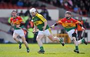 13 April 2008; Gary O'Brien, Kerry, in action against James Hickey, left, and Richard Coady, Carlow. Allianz National Hurling League, Division 2, semi-final, Kerry v Carlow, Gaelic Grounds, Limerick. Picture credit: Brendan Moran / SPORTSFILE