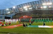29 March 2015; The two teams line up before the start of the game. UEFA EURO 2016 Championship Qualifier, Group D, Republic of Ireland v Poland. Aviva Stadium, Lansdowne Road, Dublin. Picture credit: David Maher / SPORTSFILE
