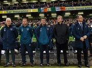 29 March 2015; Pictured, from right, are Republic of Ireland manager Martin O'Neill with Steve Walford, coach, Roy Keane, assistant manager, Steve Guppy, coach, and goalkeeping coach Seamus McDonagh before the game. UEFA EURO 2016 Championship Qualifier, Group D, Republic of Ireland v Poland. Aviva Stadium, Lansdowne Road, Dublin. Picture credit: David Maher / SPORTSFILE