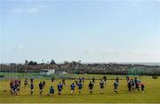 31 March 2015; The Leinster team warm-up during squad training. St Gerard's School, Bray, Co. Wicklow. Picture credit: Brendan Moran / SPORTSFILE