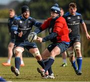 31 March 2015; Leinster's Sean O'Brien, left, tackles team-mate Shane Jennings during squad training. St Gerard's School, Bray, Co. Wicklow. Picture credit: Brendan Moran / SPORTSFILE