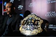 31 March 2015; UFC featherweight Champion Jose Aldo during a media day. The Convention Centre Dublin, Spencer Dock, North Wall Quay, Dublin. Picture credit: Ramsey Cardy / SPORTSFILE