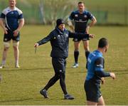 31 March 2015; Daniel Tobin, Leinster Head of Fitness, directs players during squad training. St Gerard's School, Bray, Co. Wicklow. Picture credit: Brendan Moran / SPORTSFILE