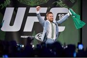 31 March 2015; UFC featherweight Conor McGregor arrives for a fan event. The Convention Centre Dublin, Spencer Dock, North Wall Quay, Dublin. Picture credit: Ramsey Cardy / SPORTSFILE
