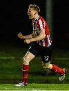 1 April 2015; Ronan Curtis, Derry City, celebrates after scoring his side's first goal. SSE Airtricity U19 League Enda McGuill Cup Final, UCD v Derry City. The UCD Bowl, UCD, Belfield, Dublin. Picture credit: Piaras Ó Mídheach / SPORTSFILE