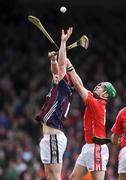 13 April 2008; Joe Canning, Galway, contests a dropping ball with Eoin Cadogan, Cork. Allianz National Hurling League, Division 1, semi-final, Cork v Galway, Gaelic Grounds, Limerick. Picture credit: Brendan Moran / SPORTSFILE