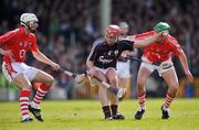 13 April 2008; John Lee, Galway, in action against Patrick Cronin, left, and Brian Corry, Cork. Allianz National Hurling League, Division 1, semi-final, Cork v Galway, Gaelic Grounds, Limerick. Picture credit: Brendan Moran / SPORTSFILE